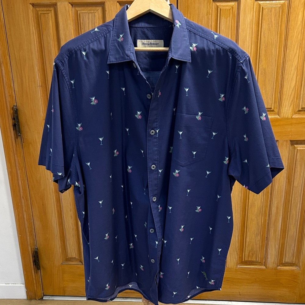 Tommy Bahama Navy Blue Men’s Cocktail Print Shirt